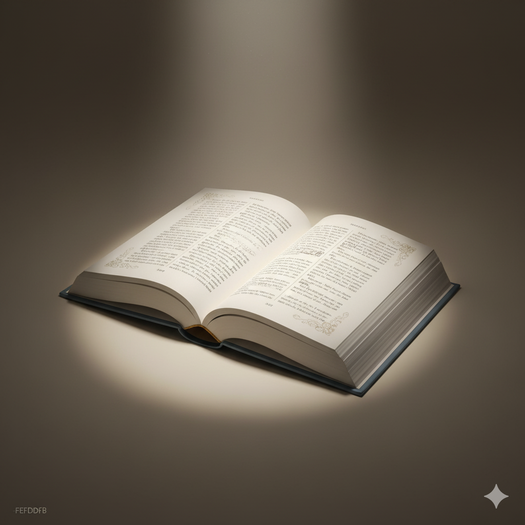 Beautiful illuminated book representing knowledge and learning